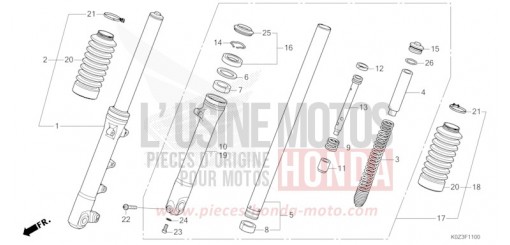 FOURCHETTE AVANT GB350SS de 2025